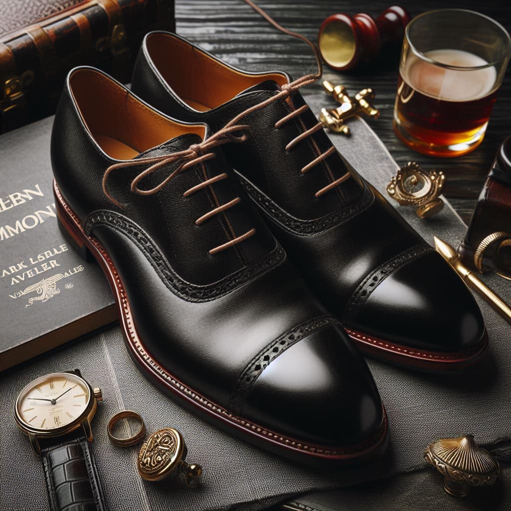 Captoe Oxford Leather shoes, goodyear welted with some brogueing